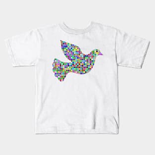 Dove in multicoloured mosaic design Kids T-Shirt